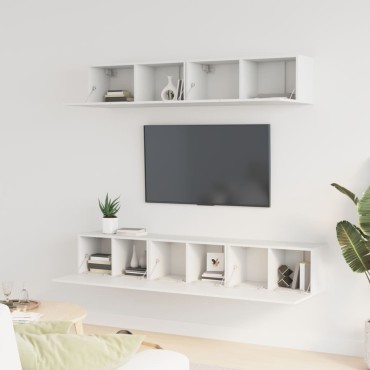 vidaXL Σετ Επίπλου Τηλεόρασης 5 Τεμαχίων Λευκό από Επεξεργασμένο Ξύλο
