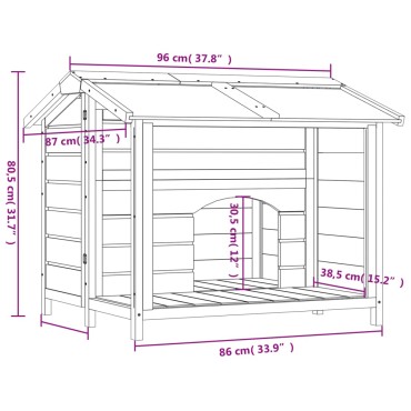vidaXL Σπίτι Σκύλου Καφέ 96 x 87 x 80,5 εκ. από Μασίφ Ξύλο Πεύκου