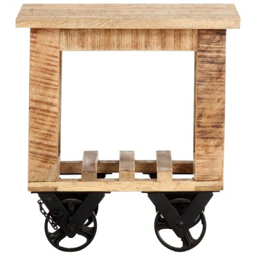 vidaXL Βοηθητικό Τραπέζι με Ρόδες 40x40x42cm Ακατέργαστο Ξύλο Μάνγκο 1 τεμ.