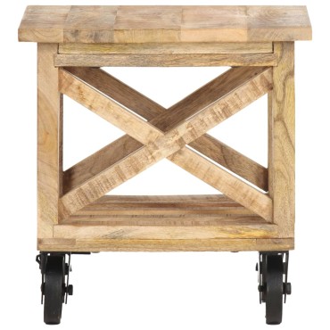 vidaXL Βοηθητικό Τραπέζι με Ρόδες 40x40x42cm Ακατέργαστο Ξύλο Μάνγκο 1 τεμ.