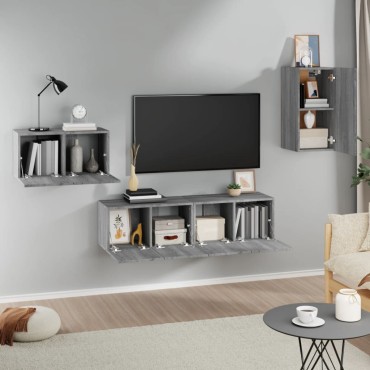 vidaXL Σετ Επίπλων Τηλεόρασης 4 Τεμ. Γκρι Sonoma Επεξεργασμένο Ξύλο