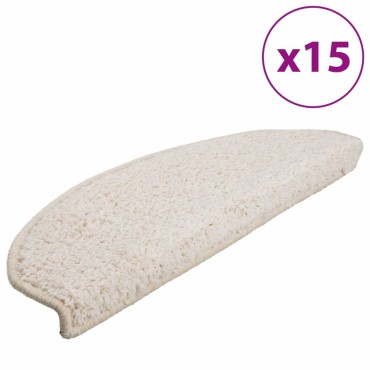 vidaXL Πατάκια Σκάλας Μοκέτα 15 τεμ. Λευκά 65 x 21 x 4 εκ.
