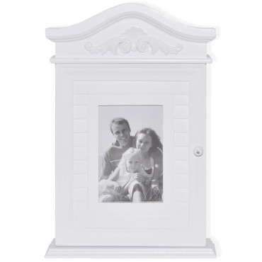 vidaXL Κλειδοθήκη Τοίχου με Κορνίζα Λευκή 22,5x6,5x34,5cm 1 τεμ.