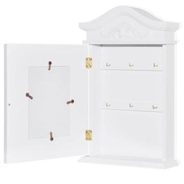 vidaXL Κλειδοθήκη Τοίχου με Κορνίζα Λευκή 22,5x6,5x34,5cm 1 τεμ.