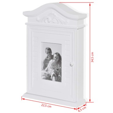vidaXL Κλειδοθήκη Τοίχου με Κορνίζα Λευκή 22,5x6,5x34,5cm 1 τεμ.