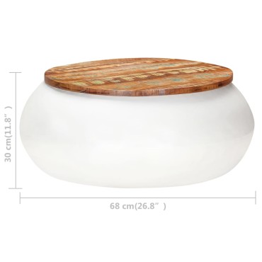 vidaXL Τραπεζάκι Σαλονιού Λευκό 68x68x30cm Μασίφ Ανακυκλωμένο Ξύλο 1 τεμ.
