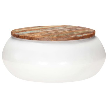 vidaXL Τραπεζάκι Σαλονιού Λευκό 68x68x30cm Μασίφ Ανακυκλωμένο Ξύλο 1 τεμ.