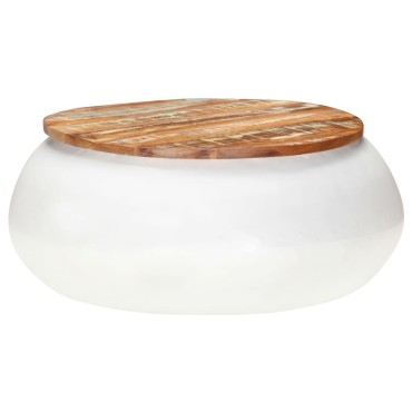 vidaXL Τραπεζάκι Σαλονιού Λευκό 68x68x30cm Μασίφ Ανακυκλωμένο Ξύλο 1 τεμ.