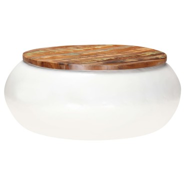 vidaXL Τραπεζάκι Σαλονιού Λευκό 68x68x30cm Μασίφ Ανακυκλωμένο Ξύλο 1 τεμ.