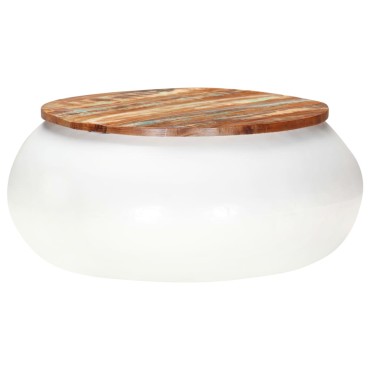 vidaXL Τραπεζάκι Σαλονιού Λευκό 68x68x30cm Μασίφ Ανακυκλωμένο Ξύλο 1 τεμ.
