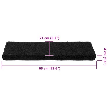 vidaXL Πατάκια για σκάλες 30 τεμάχια 65x21x4 cm Μαύρο
