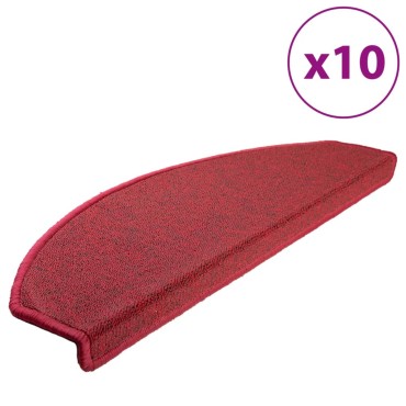 vidaXL Πατάκια Σκάλας 10 τεμ. Μπορντό 65x24x4 εκ.