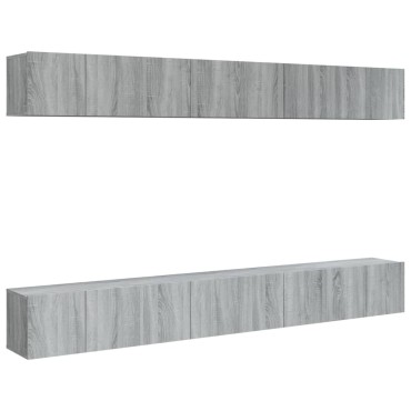 vidaXL Έπιπλα Τηλεόρασης 8 τεμ. Γκρι Sonoma 60x30x30cm Επεξεργ. Ξύλο