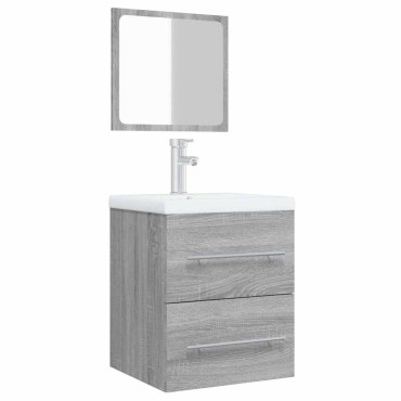 vidaXL Ντουλάπι Μπάνιου με Καθρέφτη Γκρι Sonoma 41x38,5x48cm