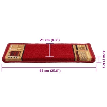 vidaXL Πατάκια Σκάλας Αυτοκόλλητα 10 τεμ. Κόκκινα 65x21x4 εκ.