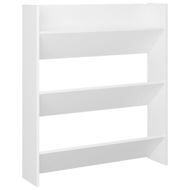 vidaXL Παπουτσοθήκη Τοίχου Λευκή 80x18x90cm από Επεξ. Ξύλο