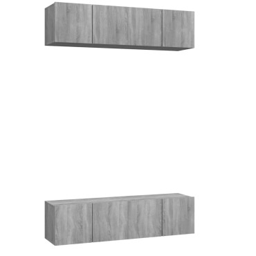 vidaXL Έπιπλα Τηλεόρασης Τοίχου 4 τεμ. Γκρι 60x30x30cm Επ. Ξύλο