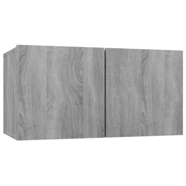vidaXL Έπιπλα Τηλεόρασης Τοίχου 4 τεμ. Γκρι 60x30x30cm Επ. Ξύλο