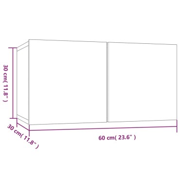 vidaXL Έπιπλα Τηλεόρασης Τοίχου 4 τεμ. Γκρι 60x30x30cm Επ. Ξύλο
