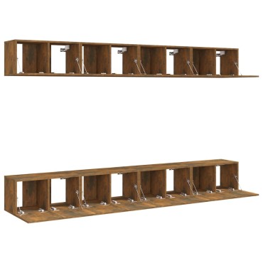 vidaXL Έπιπλα Τηλεόρασης 8 τεμ. Καπνιστή Δρυς 60x30x30cm Επεξεργ.Ξύλο