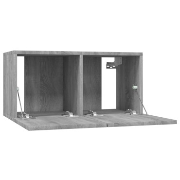vidaXL Έπιπλα Τηλεόρασης Κρεμαστά 3 τεμ. Γκρι 60x30x30cm Επεξ. Ξύλο