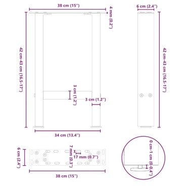 vidaXL Πόδια Τραπεζιού Σαλονιού 2 τεμ. Λευκά 38x(42-43)cm Ατσάλι
