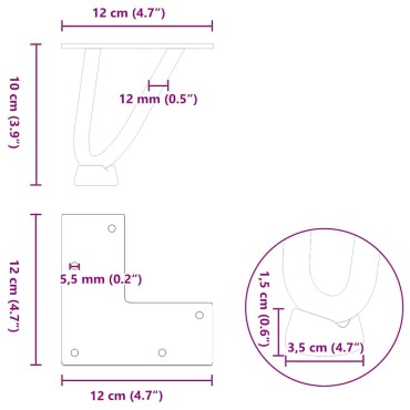 vidaXL Πόδια Φουρκέτας για Τραπεζάκι Σαλονιού 4 τεμ. από Φυσικό Ατσάλι από Μασίφ Ατσάλι