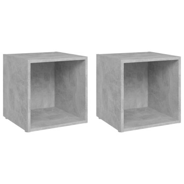 vidaXL Έπιπλα Τηλεόρασης 2 τεμ. Γκρι Σκυροδ. 37x35x37cm Επεξ. Ξύλο