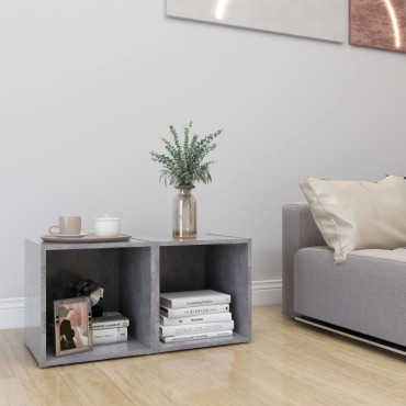 vidaXL Έπιπλα Τηλεόρασης 2 τεμ. Γκρι Σκυροδ. 37x35x37cm Επεξ. Ξύλο