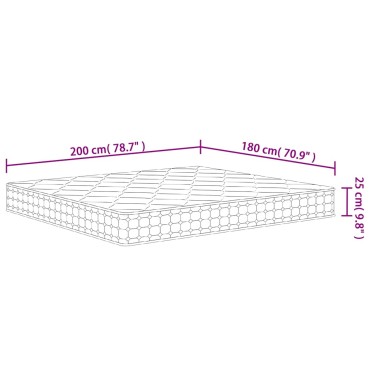 vidaXL Στρώμα με Pocket Springs Μεσαία Σκληρότητα 180x200cm 1 τεμ. - Διπλό