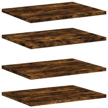 vidaXL Ράφια Τοίχου 4 τεμ. Καπνιστή Δρυς 40x30x1,5cm Επεξεργ. Ξύλο