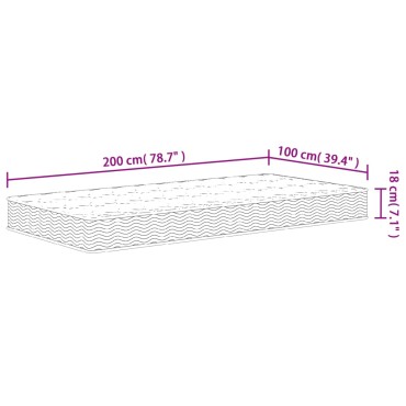 vidaXL Στρώμα με Bonnell Springs Μεσαία Σκληρότητα 100x200cm 1 τεμ. - Μονό