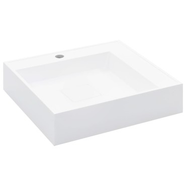 vidaXL Νιπτήρας Λευκός 50x50x12,3 εκ. Συνθετικός από Τεχνητό Μάρμαρο