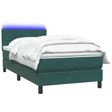 vidaXL Box Spring κρεβάτι με στρώμα σκούρο πράσινο 90x220 cm Velvet