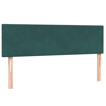 vidaXL Κρεβάτι Boxspring με Στρώμα Σκούρο Πράσινο 140x210εκ. Βελούδινο