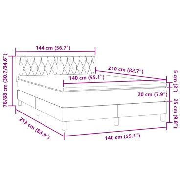 vidaXL Κρεβάτι Boxspring με Στρώμα Σκούρο Πράσινο 140x210εκ. Βελούδινο