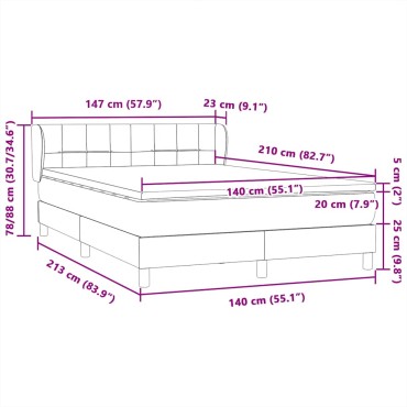 vidaXL Κρεβάτι Boxspring με Στρώμα Σκούρο Μπλε 140x210 εκ. Βελούδινο