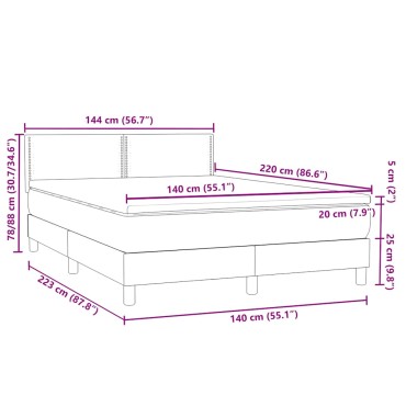 vidaXL Κρεβάτι Boxspring με Στρώμα Σκούρο Πράσινο 140x210εκ. Βελούδινο