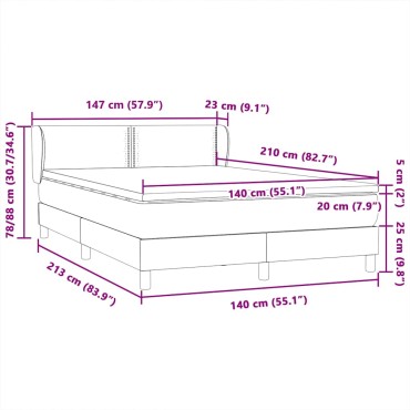 vidaXL Κρεβάτι Boxspring με Στρώμα Σκούρο Μπλε 140x210 εκ. Βελούδινο