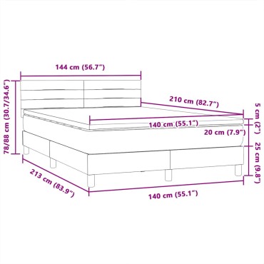 vidaXL Κρεβάτι Boxspring με Στρώμα Σκούρο Πράσινο 140x210εκ. Βελούδινο