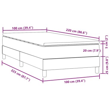 vidaXL Box Spring κρεβάτι με στρώμα ροζ 100x220 cm Βελούδινο