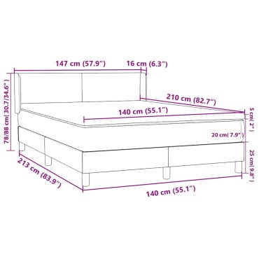 vidaXL Κρεβάτι Boxspring με Στρώμα Σκούρο Πράσινο 140x210εκ. Βελούδινο