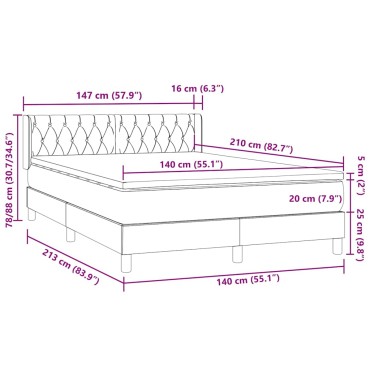 vidaXL Κρεβάτι Boxspring με Στρώμα Σκούρο Μπλε 140x210 εκ. Βελούδινο