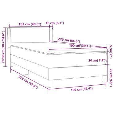 vidaXL Box Spring κρεβάτι με στρώμα ροζ 100x220 cm Βελούδινο