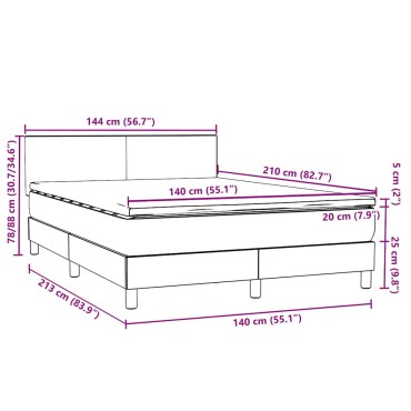 vidaXL Κρεβάτι Boxspring με Στρώμα Σκούρο Μπλε 140x210 εκ. Βελούδινο