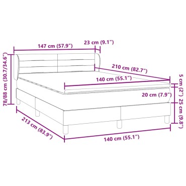 vidaXL Κρεβάτι Boxspring με Στρώμα Σκούρο Μπλε 140x210 εκ. Βελούδινο