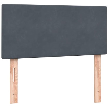 vidaXL Κρεβάτι Boxspring με Στρώμα Σκούρο Γκρι 90x220 εκ. Βελούδινο