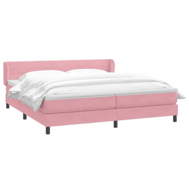 vidaXL Box Spring κρεβάτι με στρώματα ροζ 200x210 cm Βελούδινο