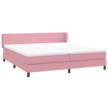 vidaXL Box Spring κρεβάτι με στρώματα ροζ 200x210 cm Βελούδινο