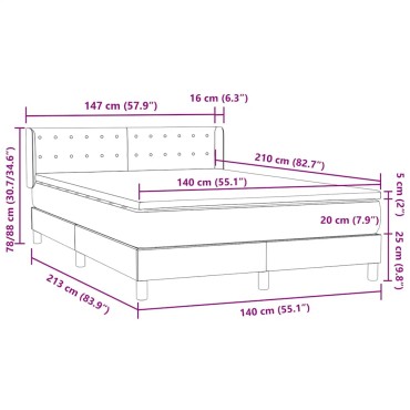vidaXL Κρεβάτι Boxspring με Στρώμα Σκούρο Μπλε 140x210 εκ. Βελούδινο